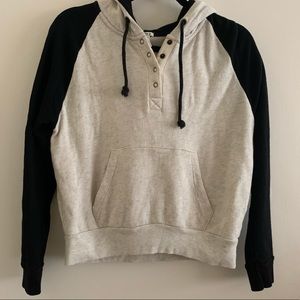 Oatmeal & Black half button up hoodie!!